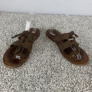 Free People X faryl robin Sandals Womens Size 10 Brown Leather Strappy Toe Loop